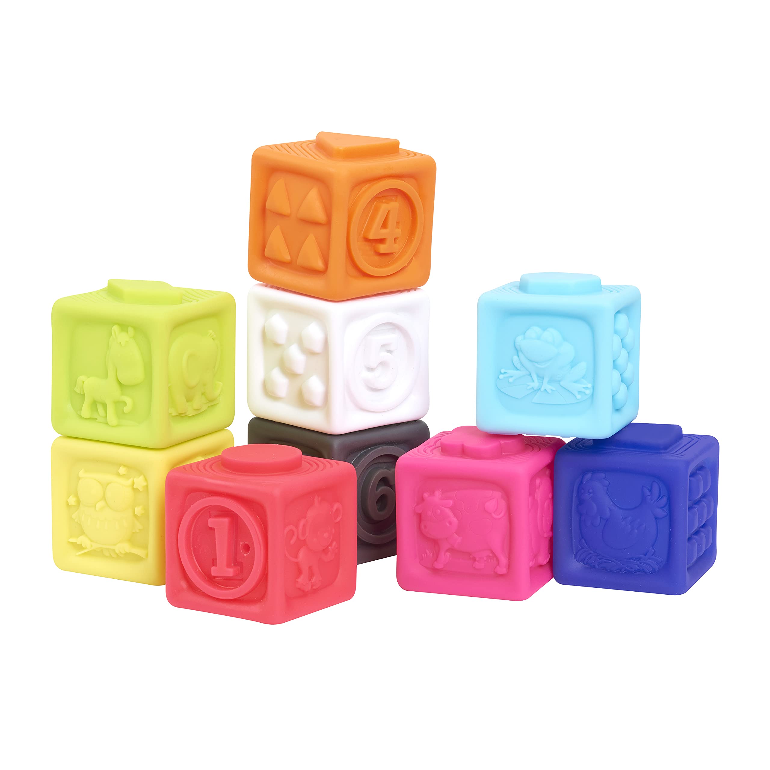 Early Learning Centre Squeezy Stacking Blocks, Stimulates Senses, Hand Eye Coordination, Kids Toys for Ages 06 Month, Amazon Exclusive