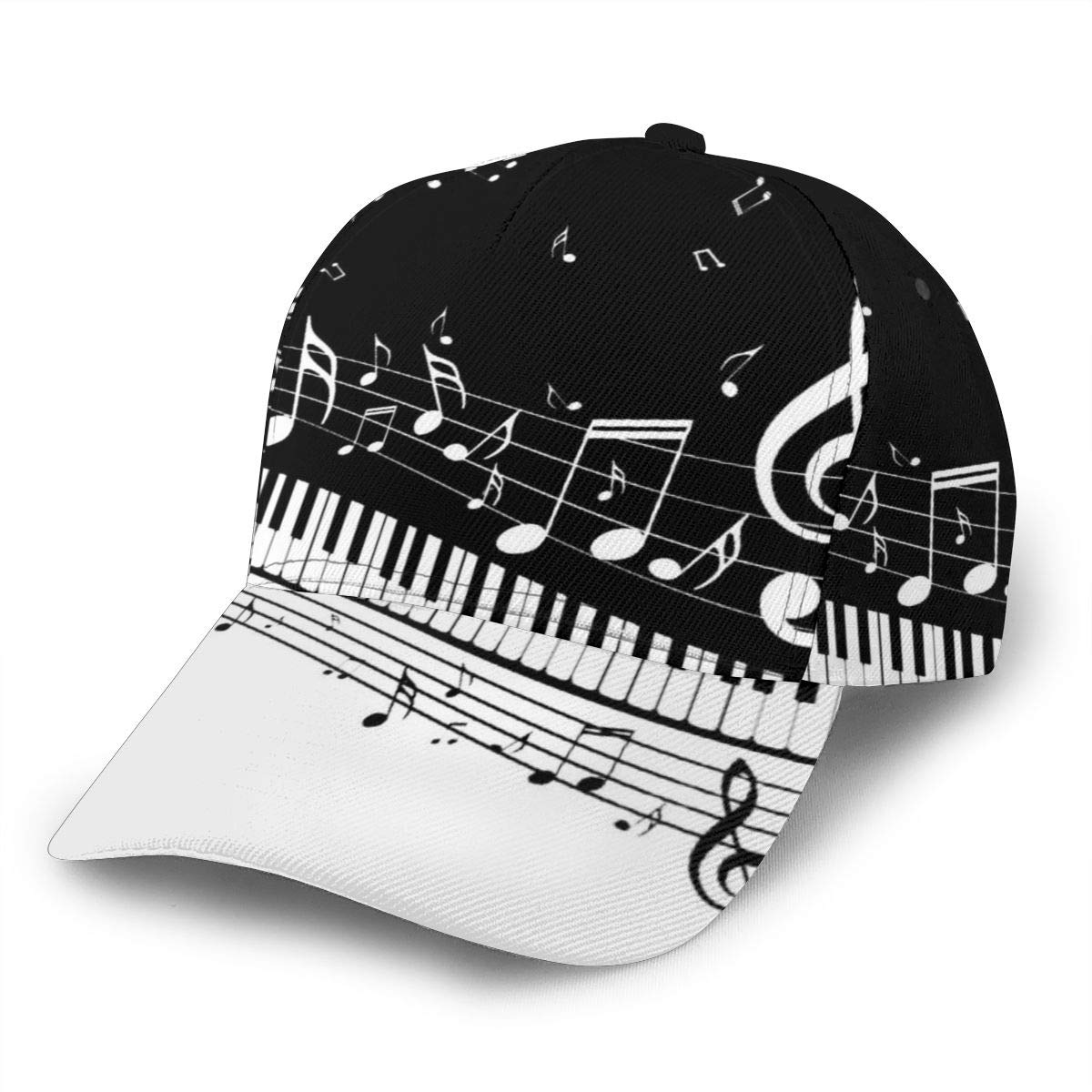 Unisex Fashion Classic Low Profile Baseball Cap Dad Hat Soft Adjustable Trucker Cap for Running Cycling Hiking Golf Outdoor - Piano Keys with Musical Notes