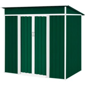incbruce outdoor storage lawn steel roof style sheds 6' x 4' outside tool house with sliding door (green)