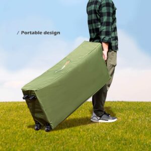 Double Tent Bed, Portable Camping Tent with Air Mattress and Pillow, Folding Camping Cot of Metal Frame, Double Sleep Bag with Polyester Canopy, for Outdoor Family Camping Picnic - Military Green