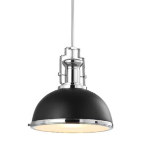 JONATHAN Y JYL9535B Homer 10" Iron/Glass Adjustable Vintage LED Kitchen Pendant for Living Room Bedroom, Bohemian Classic, Black/Chrome