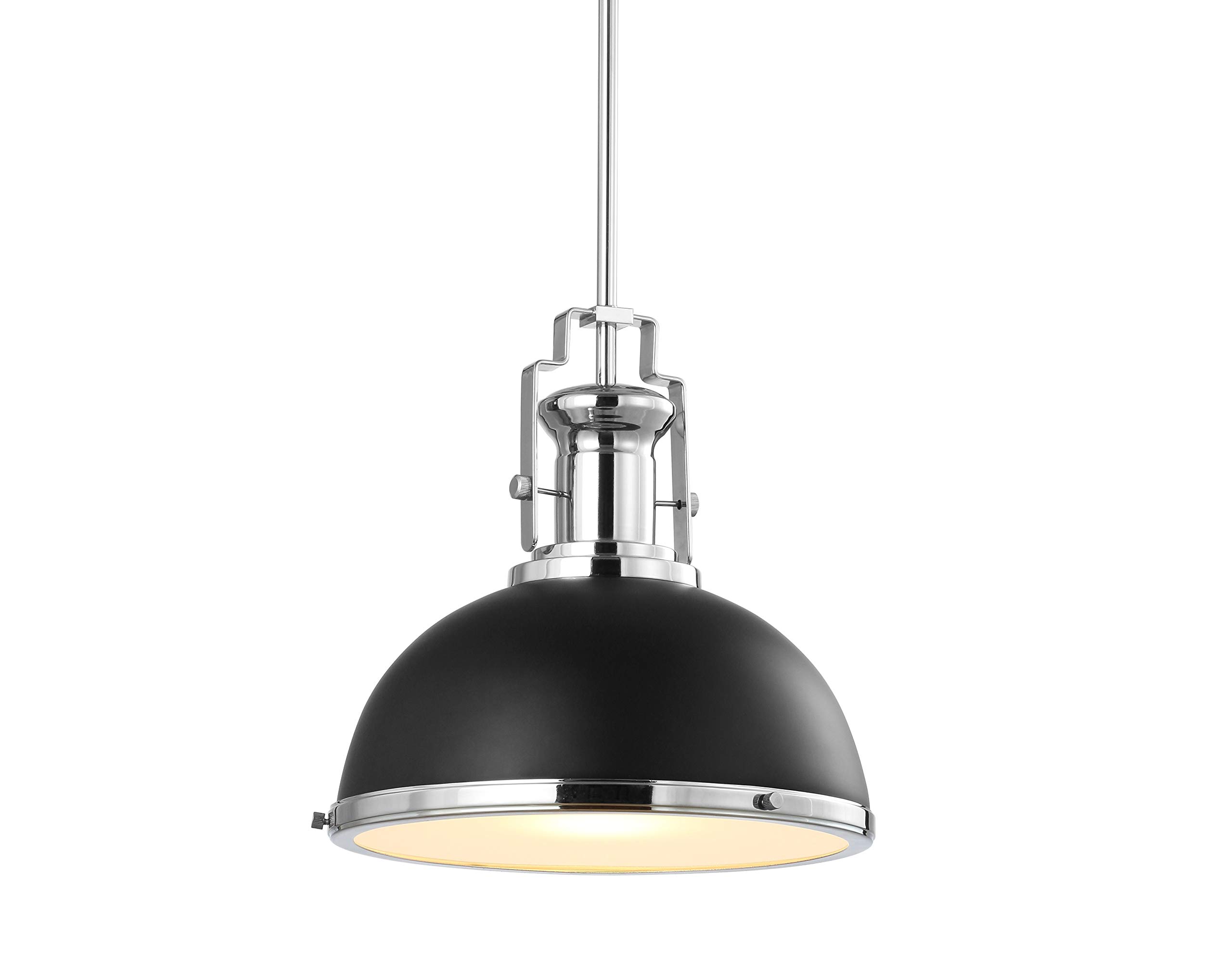 JONATHAN Y JYL9535B Homer 10" Iron/Glass Adjustable Vintage LED Kitchen Pendant for Living Room Bedroom, Bohemian Classic, Black/Chrome