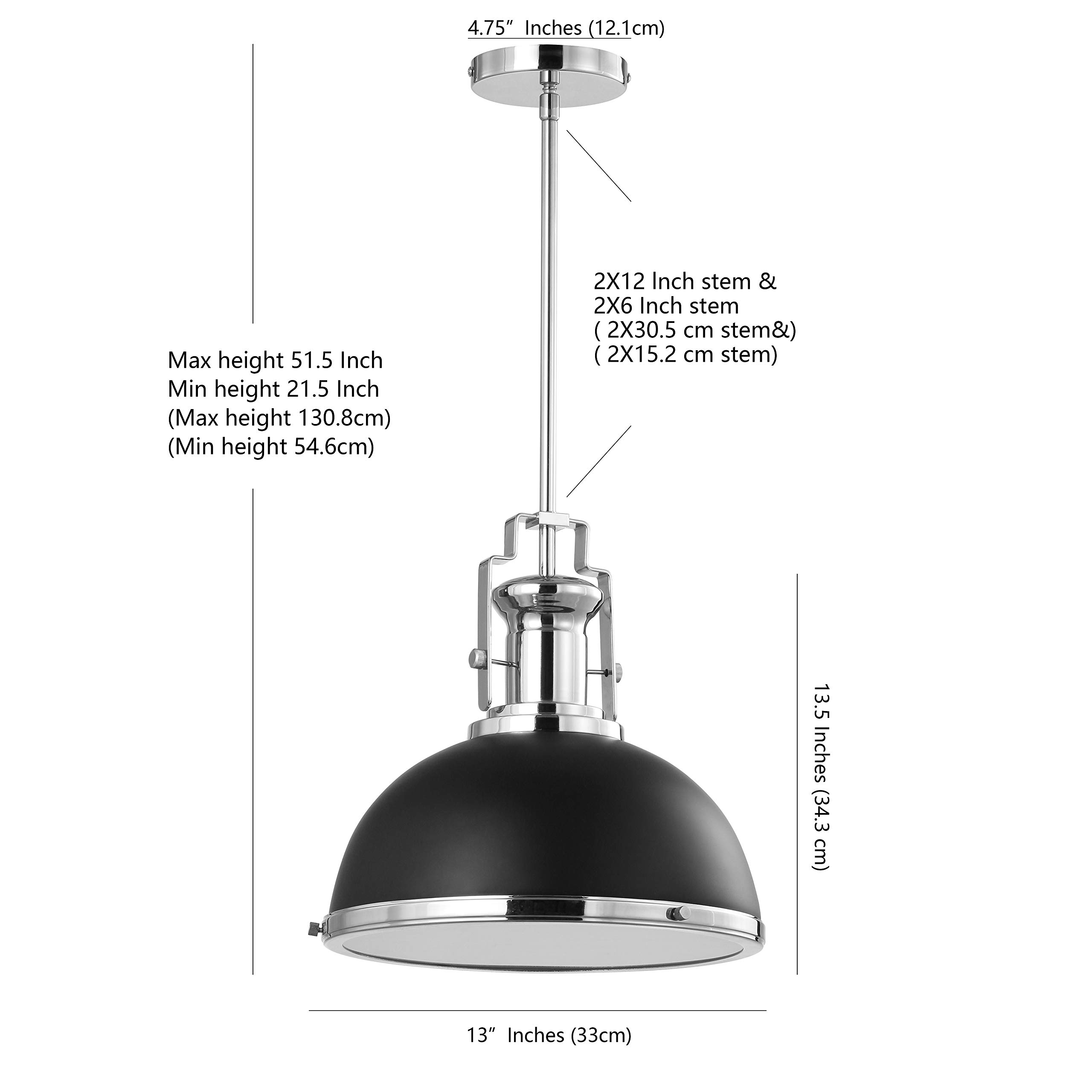 JONATHAN Y JYL9535B Homer 10" Iron/Glass Adjustable Vintage LED Kitchen Pendant for Living Room Bedroom, Bohemian Classic, Black/Chrome