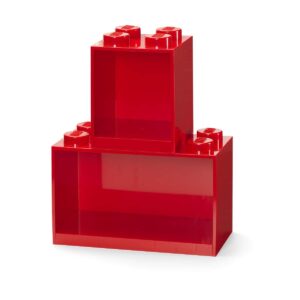 room copenhagen lego brick set with 4-stud and 8-stud box shelves, red