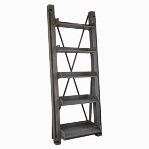 os home and office furniture mocel industrial open washed driftwood finish ladder bookcase