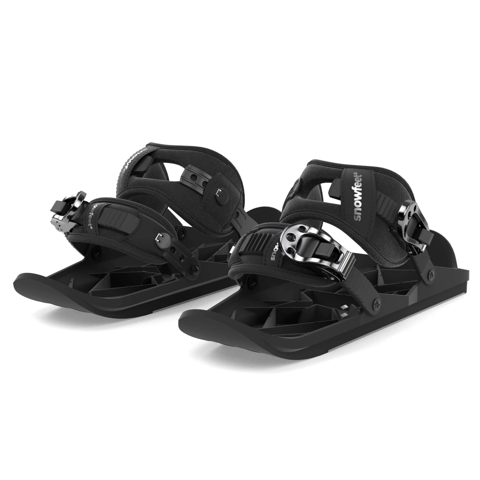 Snowfeet X - Mini Short Ski Skates for Snow Pro Version | Skis for Winter Shoes | Short Snowskates Snowblades Skiboards | The Real Original (Black)