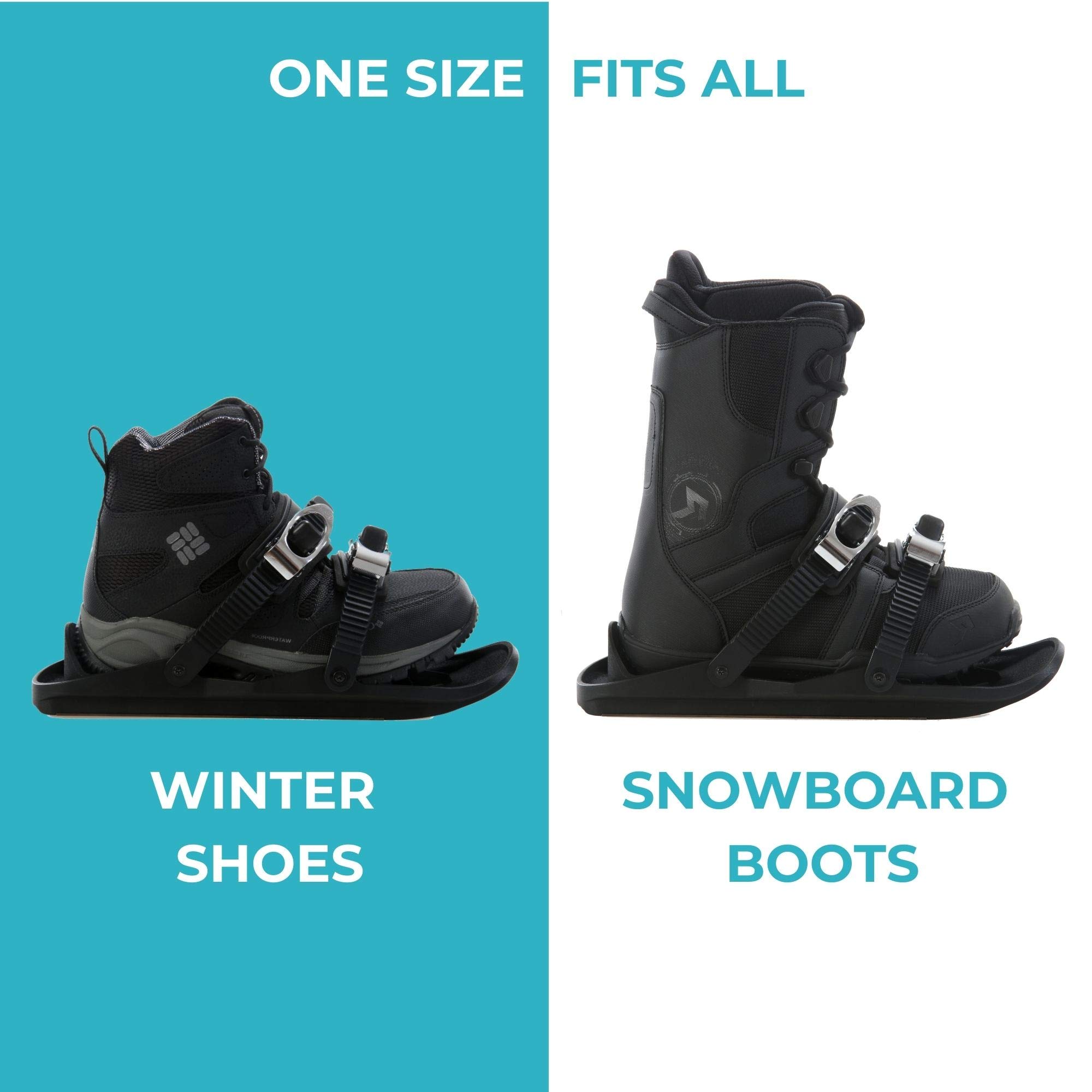 Snowfeet X - Mini Short Ski Skates for Snow Pro Version | Skis for Winter Shoes | Short Snowskates Snowblades Skiboards | The Real Original (Black)