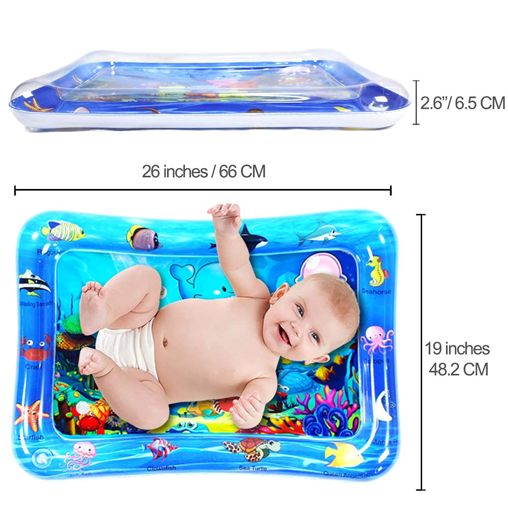 WSPER Tummy Time Water Mat Inflatable Water Play mat for 3 6 9 Months Baby Boy & Girl, Early Activity Center for Newborn Infants