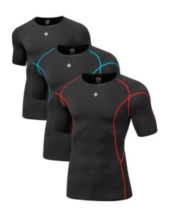 milin naco compression shirts for men short sleeve compression t shirts mens compression undershirts upf 50+ rash guard