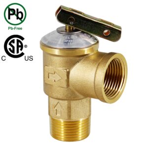 Twinkle Star 3/4 Inch IPS Isolator Tankless Water Heater Service Valve Kit, with Pressure Relief Valve, Clean Brass Construction