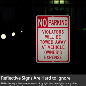 No Parking Without Property Owner's Permission Sign, Violators Will Be Towed at Vehicle Owner's Expense (3 Pack) 14 x 10 Inches .40 Rust Free Aluminum Reflective Sign, UV Protected,Weather Resistant,W