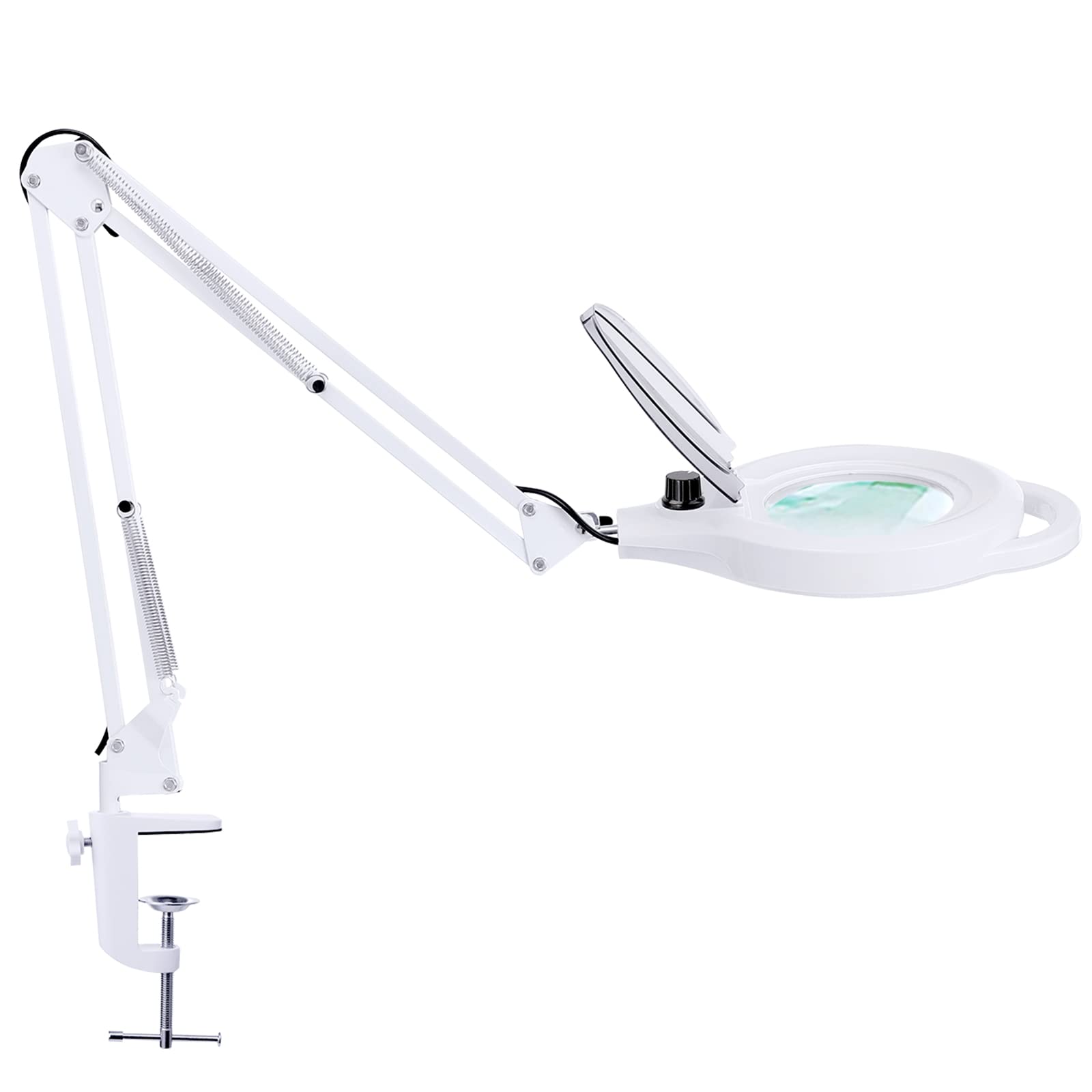 KIRKAS LED Dimmable Magnifying Lamp with Clamp, 2,200 Lumens Super Bright Magnifying Glass with Light, Adjustable Metal Swivel Arm Magnifier Desk Light for Close Work, Crafts, Reading, Repair - 2.25X