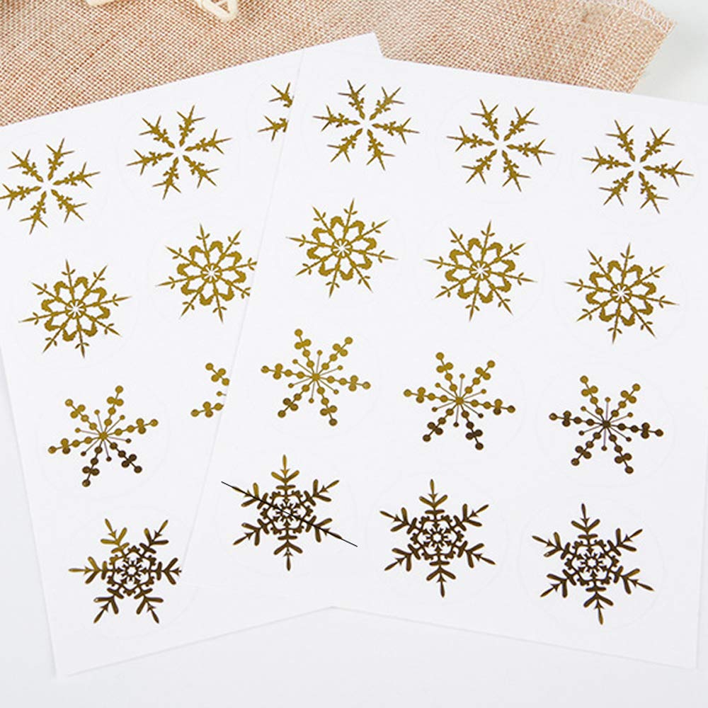 300pcs Snowflake Decorative Gold Circle Envelope Seals Stickers Self-Adhesive Universal Sealing Stickers Gift Boxes Stickers Label Stickers