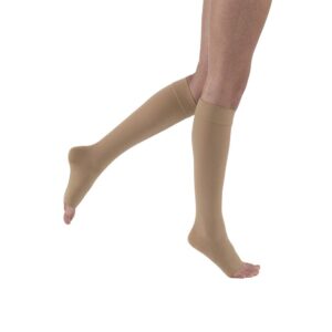 jobst relief knee high 20-30 mmhg open toe unisex for men & women compression socks, beige - choose your size