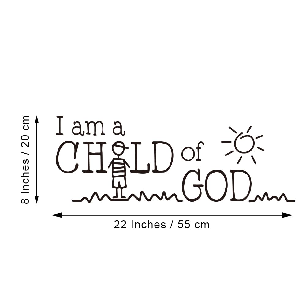 I am a Child of GOD - Carved Letters Vinyl Wall Decal Christian Quotes Art Home Décor Motto for Kids Nursery Room Lettering Stickers Decoration