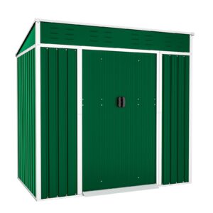 patiomore 4x6 ft outdoor garden storage shed yard storage tool steel house with sliding door (green)