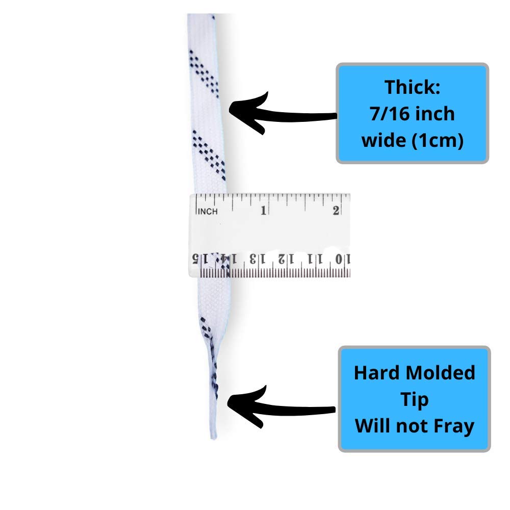 zechy Hockey Laces Non Waxed - Unwaxed Laces Specifically Made for Skates - Two Pairs - Sizes (72, 84, 96, 108, 120, 130) (White, 120")