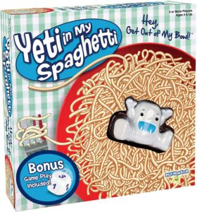 yeti in my spaghetti — award-winning, silly children's game — hey, get out of my bowl! — ages 4+ — 2+ players