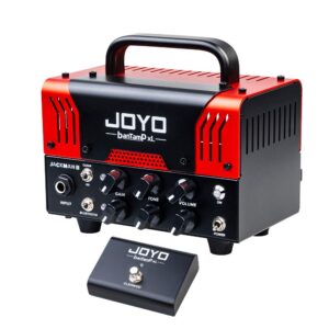 joyo jackman ii bantamp xl series mini amp head 20 watt preamp 2 channel hybrid tube guitar amplifier with bluetooth (red)