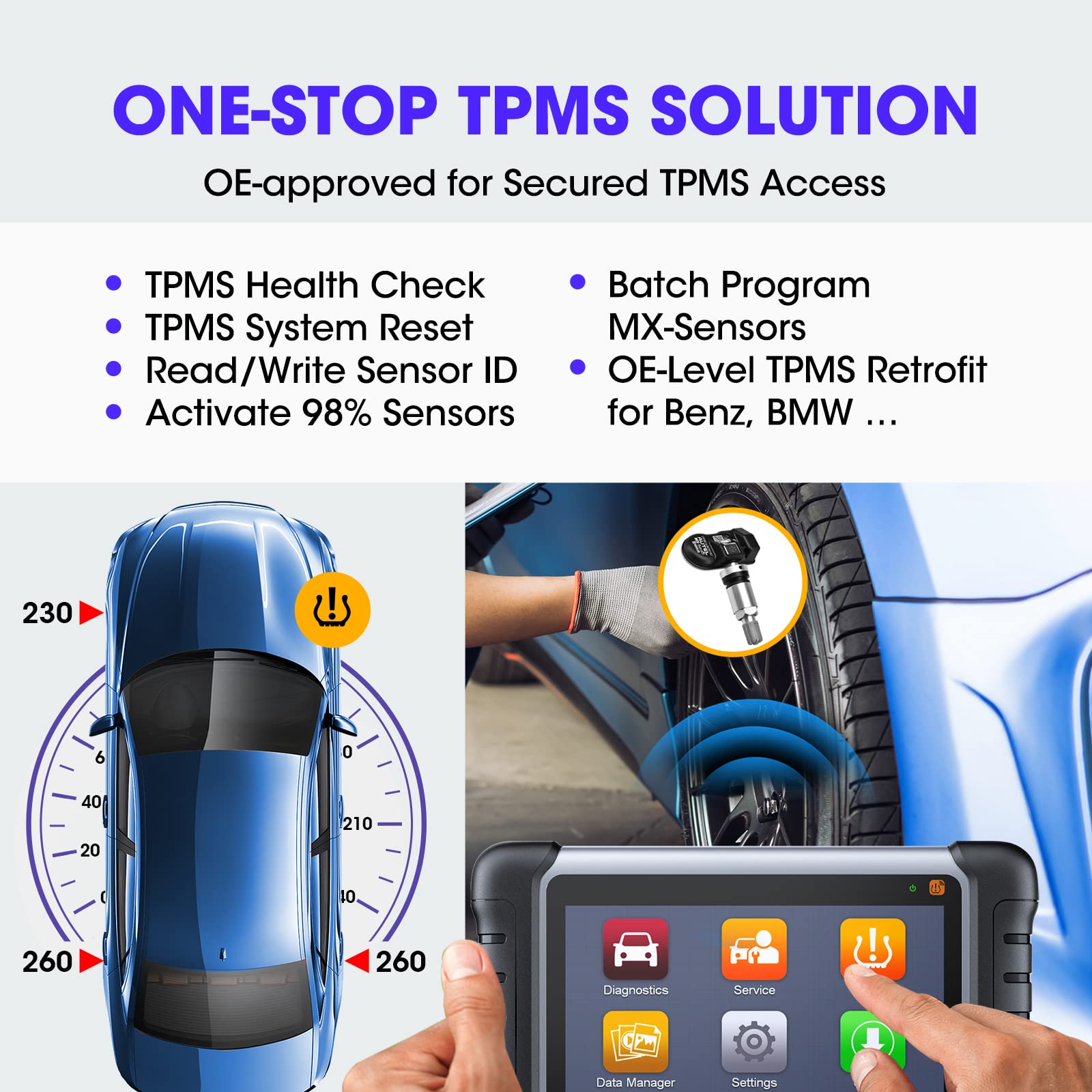 Autel MaxiPRO MP808TS TPMS Scanner: 2023 of MP808BT, TS608, ECU Coding, Active Tests, 31+ Services, AutoVIN, Full TPMS Features with 315+433MHz MX-Sensor, Access AutoAuth for FCA SGW