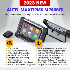 Autel MaxiPRO MP808TS TPMS Scanner: 2023 of MP808BT, TS608, ECU Coding, Active Tests, 31+ Services, AutoVIN, Full TPMS Features with 315+433MHz MX-Sensor, Access AutoAuth for FCA SGW