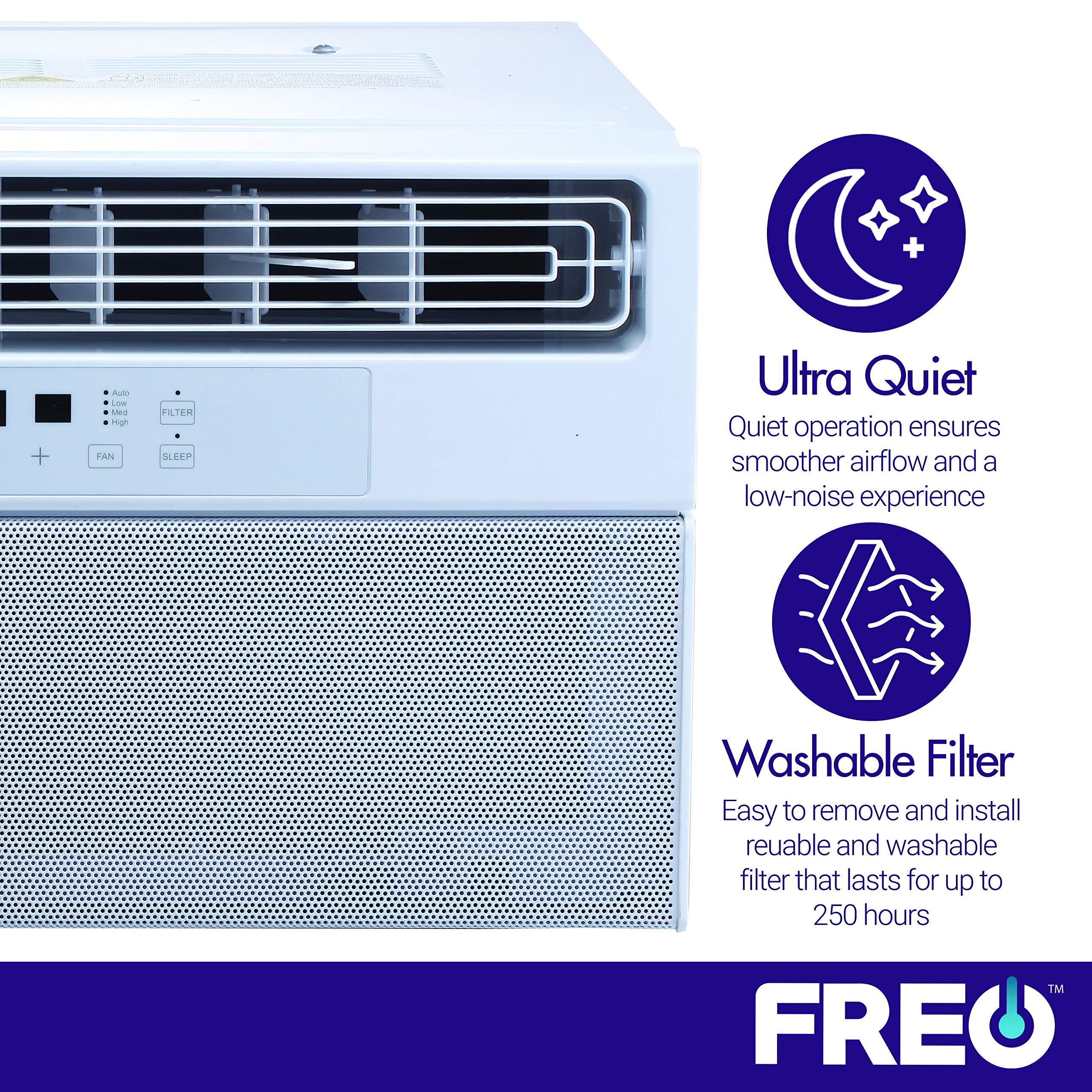 Freo 6,000 BTU Window Conditioner | Ultra Quiet | Energy Star | LED Display | Follow Me Remote | Dehumidifier | Adjustable Air Flow | AC for Rooms up to 250 Sq. Ft | FHCW061AUQ, 1.5 pints/h, White