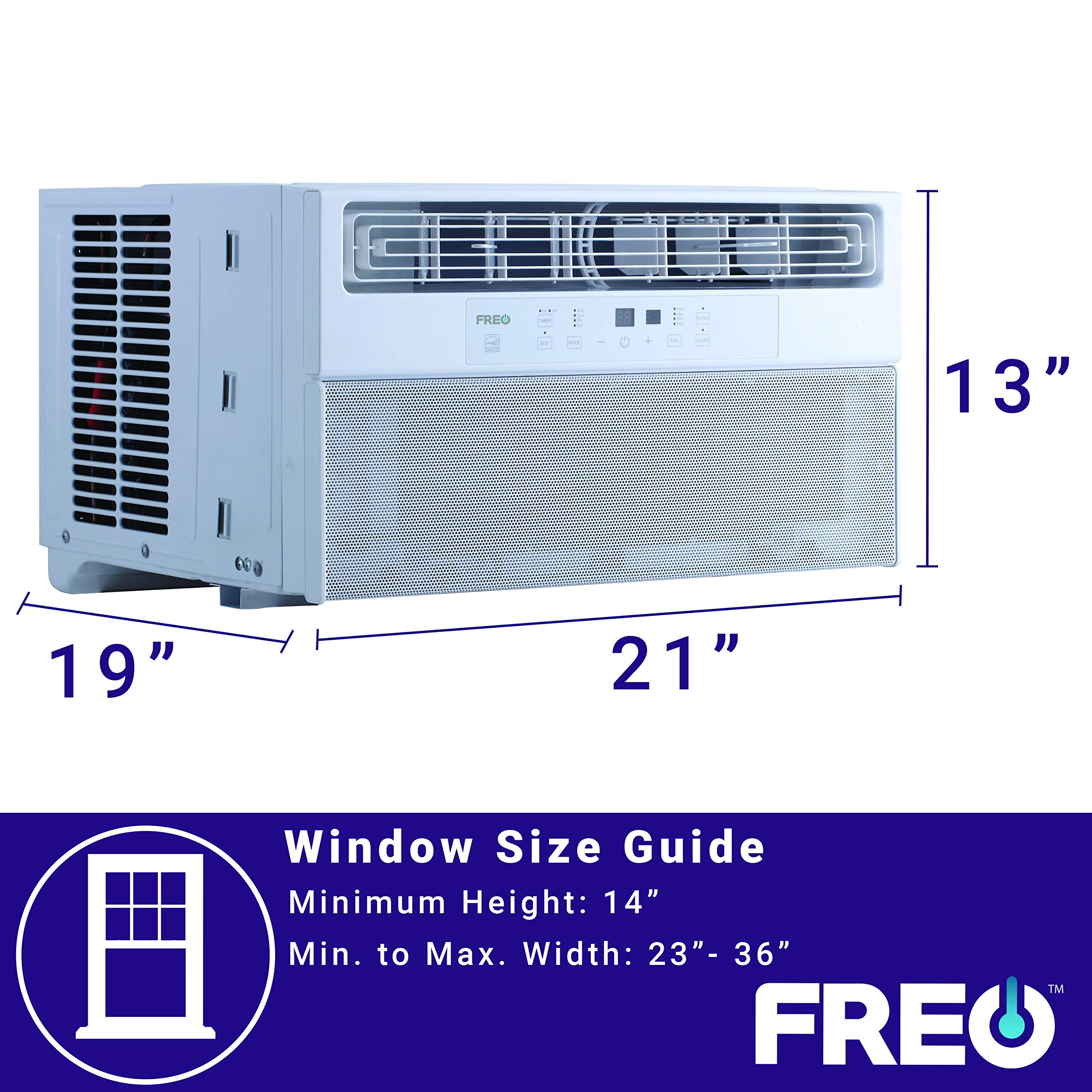 Freo 6,000 BTU Window Conditioner | Ultra Quiet | Energy Star | LED Display | Follow Me Remote | Dehumidifier | Adjustable Air Flow | AC for Rooms up to 250 Sq. Ft | FHCW061AUQ, 1.5 pints/h, White