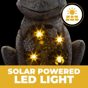 VP Home Chillin Frog Solar LED Patio Light, 10"H x 6.5"W x 4.5"D, Polyresin Construction, Rechargeable Battery Included