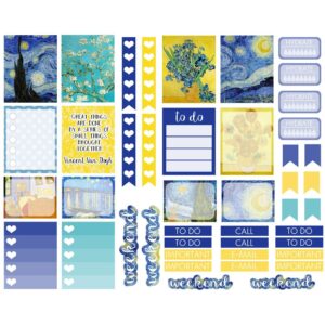 seasonstorm van gogh painting style pattern kawaii aesthetic pastel art agenda journal planner stationery stickers