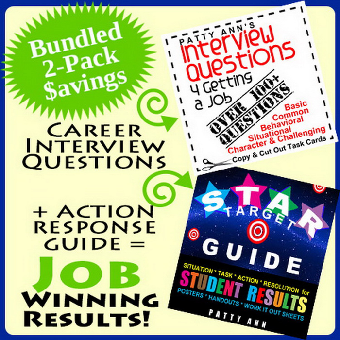 Career Interview 100+ Questions & STAR Action Guide to Get Results: *Job Prep 2-Pack! *Behaviorial Task Cards *Templates *Step Actions *Examples