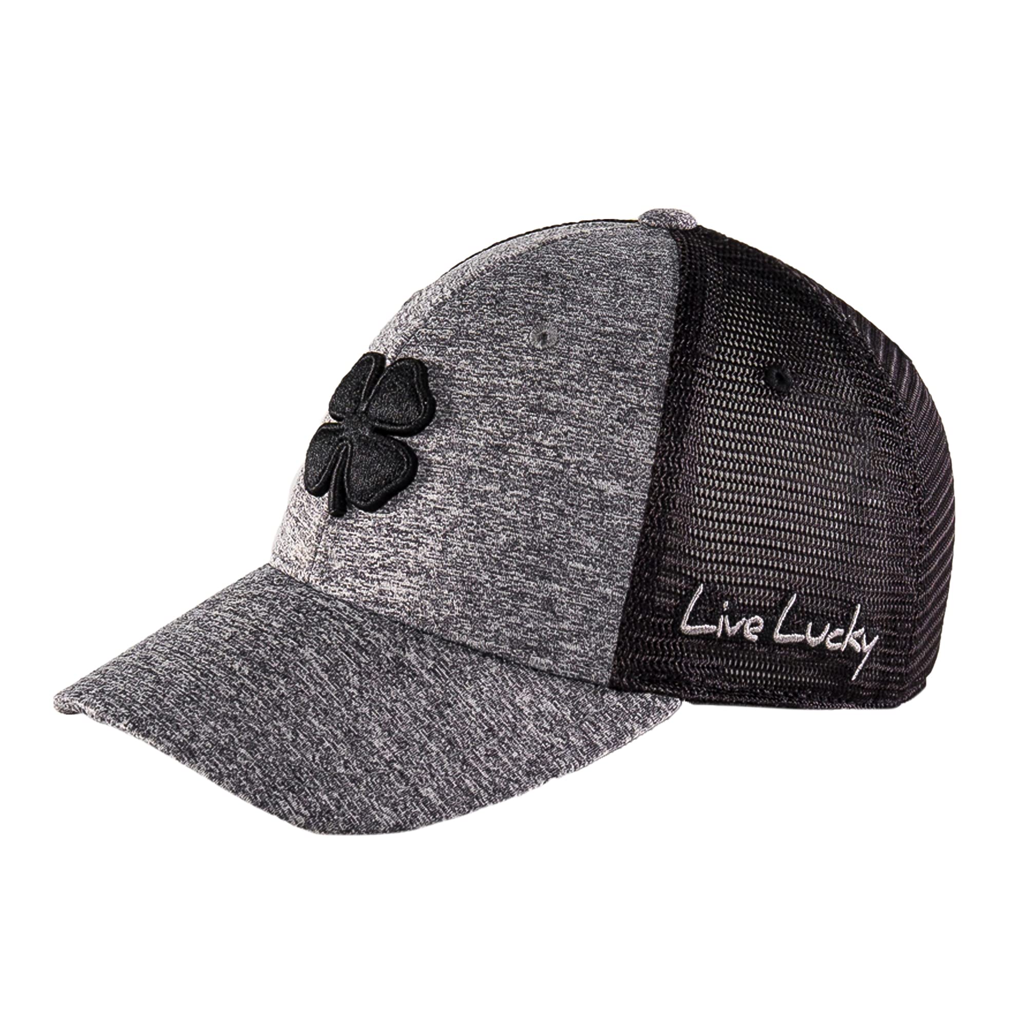 Black Clover Lucky Heather Mesh Grey Flex Cap, Black/Grey/Black Mesh (L/XL)