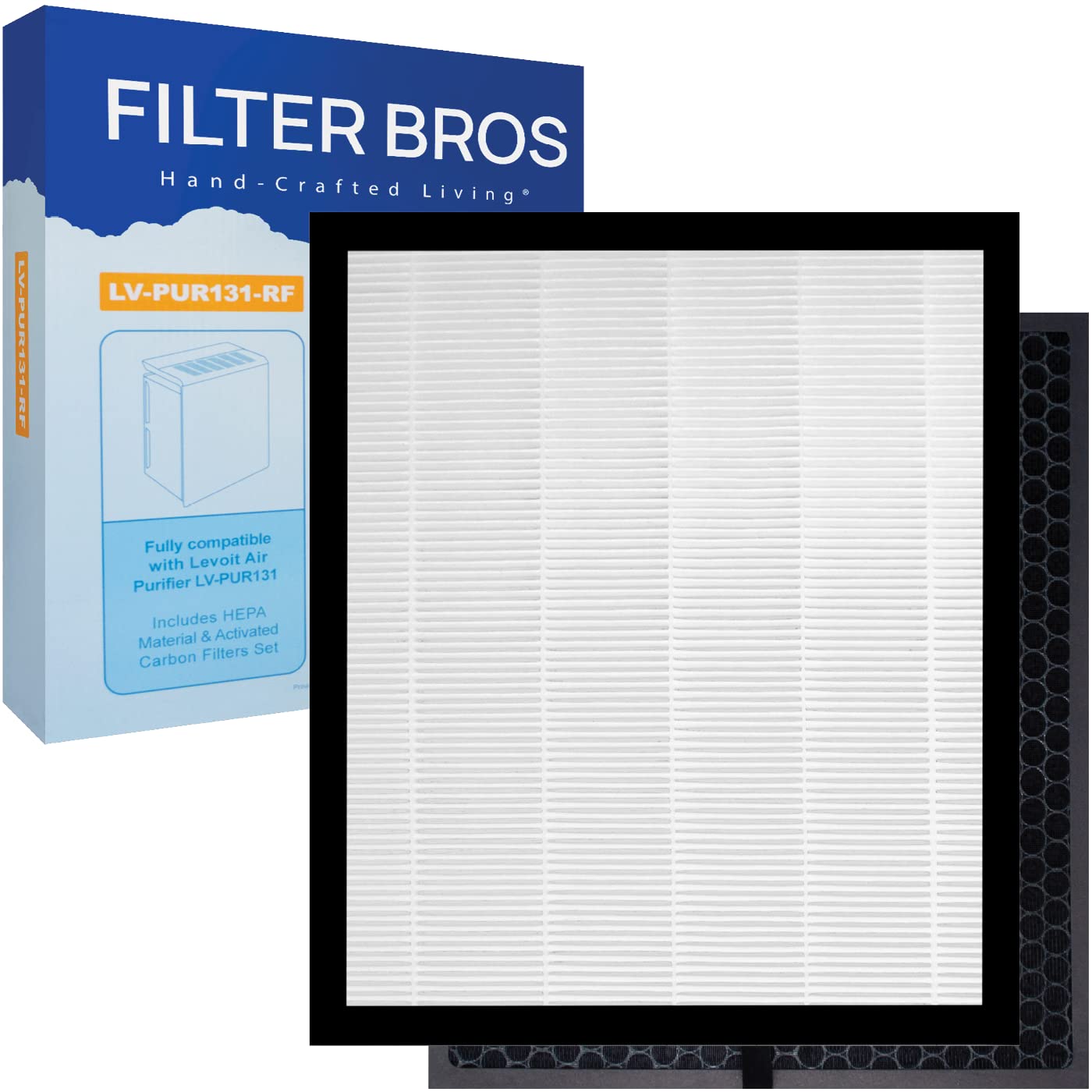 Filter Bros LV-PUR131-RF HEPA + Carbon Replacement Filter Set Fits LEVOIT PUR131