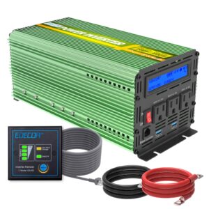 edecoa 1500w pure sine wave power inverter dc 12v to 120v 110v ac converter with remote controller (1500 watts 12v)