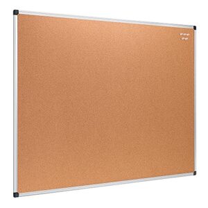 amazon basics rectangular cork board, aluminum frame, 35" x 47", brown