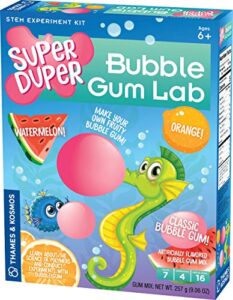 thames & kosmos super duper bubble gum lab stem experiment & activity kit | make your own yummy bubble gum in 3 flavors! | learn about science of elastic materials | food ingredients included small