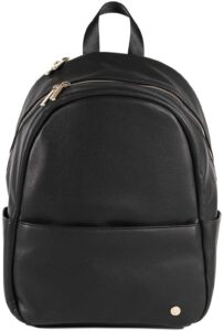 little unicorn skyline backpack – diaper, work, travel bag with changing pad - premium vegan leather – lightweight & durable design – 5 interior pockets – easily wipes clean (black)
