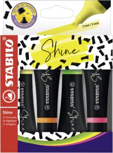 stabilo highlighter shine - wallet of 4 - assorted colours