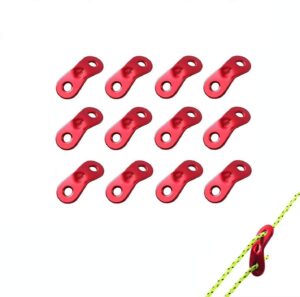 wenlian aluminum alloy rope adjuster, tent rope tensioner for camping hiking, pack of 12,red