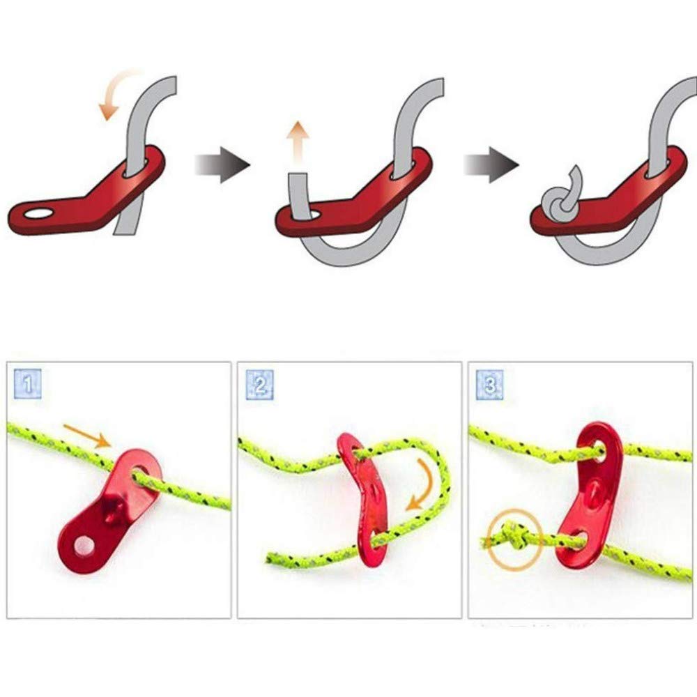 Wenlian Aluminum Alloy Rope Adjuster, Tent Rope Tensioner for Camping Hiking, Pack of 12,red