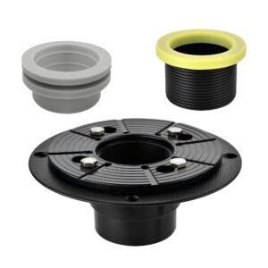 orhemus 2 inch shower drain base flange kit with rubber coupler gasket, threaded adjustable ring adaptor for no hub square linear floor drain installation