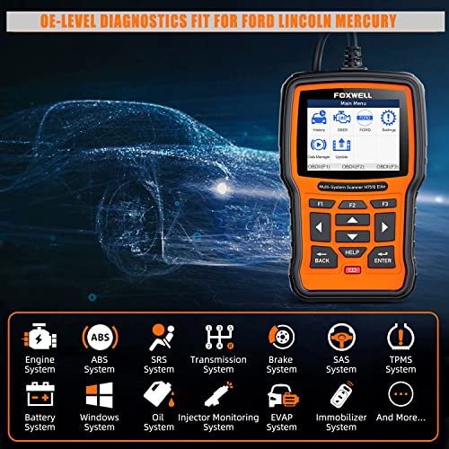 FOXWELL NT510 Elite fit for Ford Lincoln Mercury Diagnostic Tool, Bidirectional OBD2 Scanner, Full Systems Battery Registration All Reset BMS ABS SRS Airbag EPB TPMS DPF Regen, Car Code Reader