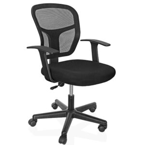 super deal ergonomic desk chair mesh computer chair with armrests, height adjustable, 360° swivel home office task chair, black