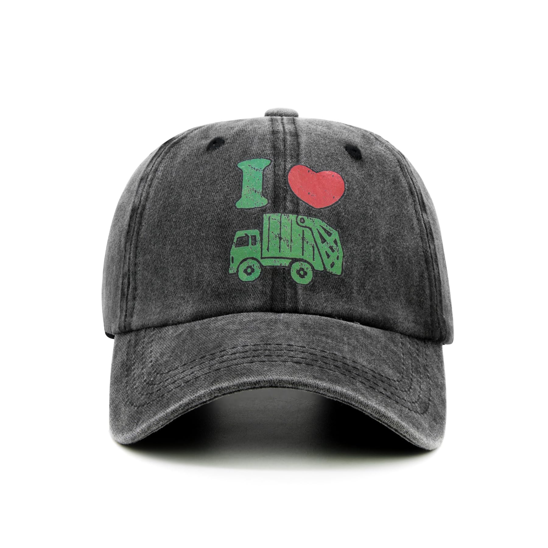 Waldeal Boys' Printing I Love Garbage Truck Washed Hat Youth Baseball Cap Black