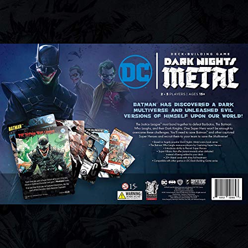 Cryptozoic Entertainment DC Deck Building Game - Dark Nights Metal - Defeat The Batman Who Laughs and his Dark Knights - for 2 to 5 Players - Ages 15