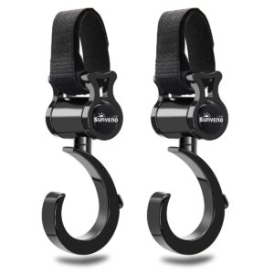 sunveno baby stroller hooks for mom purse shopping grocery bag and accessory - (2 pack)