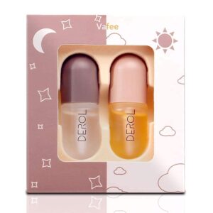 derol lip plumper by vafee, natural lip plumper and lip care serum, lip enhancer for fuller, lip mask, beautiful fuller, hydrating & reduce fine lines 5.5ml (day& night)