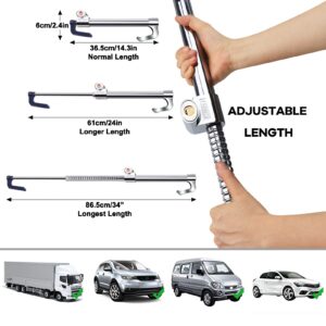 Turnart Steering Wheel Lock Anti-Theft Device Universal Brake Lock Bar Telescopic Double Hook Pedal Lock Adjustable Car Lock for Sedan Truck Van SUV Security with 3 Keys (Max Length: 34in)