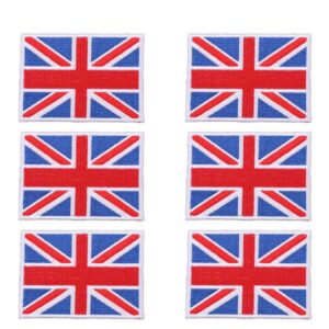 TENDYCOCO British Union Jack Embroidered Patch England Flag UK Great Britain Iron on Sew on Emblem Art Craft Patches for Clothes Jacket Costume Hat 6pcs