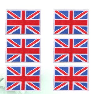 TENDYCOCO British Union Jack Embroidered Patch England Flag UK Great Britain Iron on Sew on Emblem Art Craft Patches for Clothes Jacket Costume Hat 6pcs