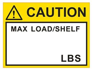 pallet rack capacity label, 3×4″ (76.2×101.6mm) caution max load/shelf lbs, industrial strength warehouse cross beam safety warning self-adhesive pvc sticker, british unit, bu_a_1, pack of 100 pcs